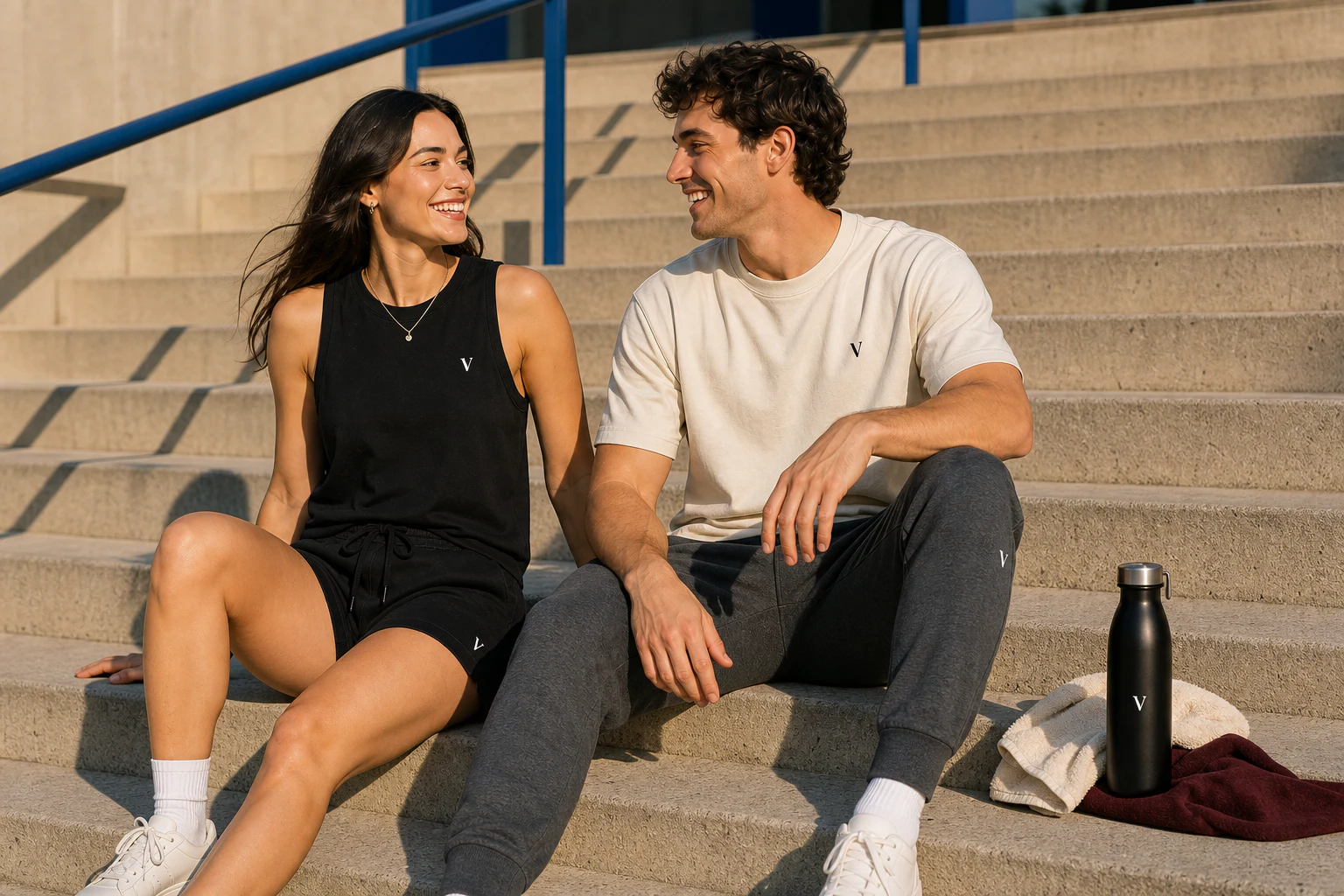 Friends relaxing together in colorful Veronos daily wear