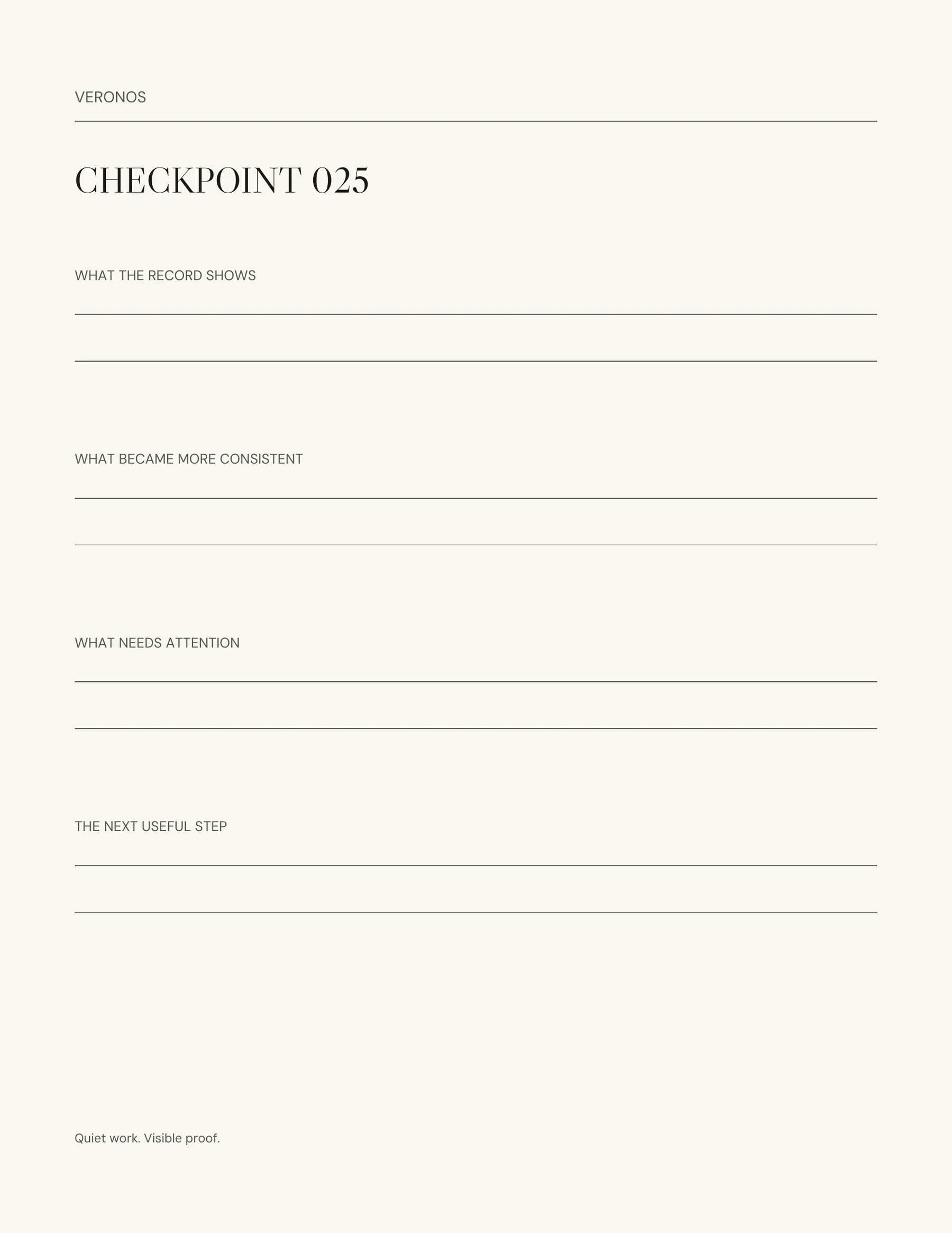 Training Ledger checkpoint page after session 25
