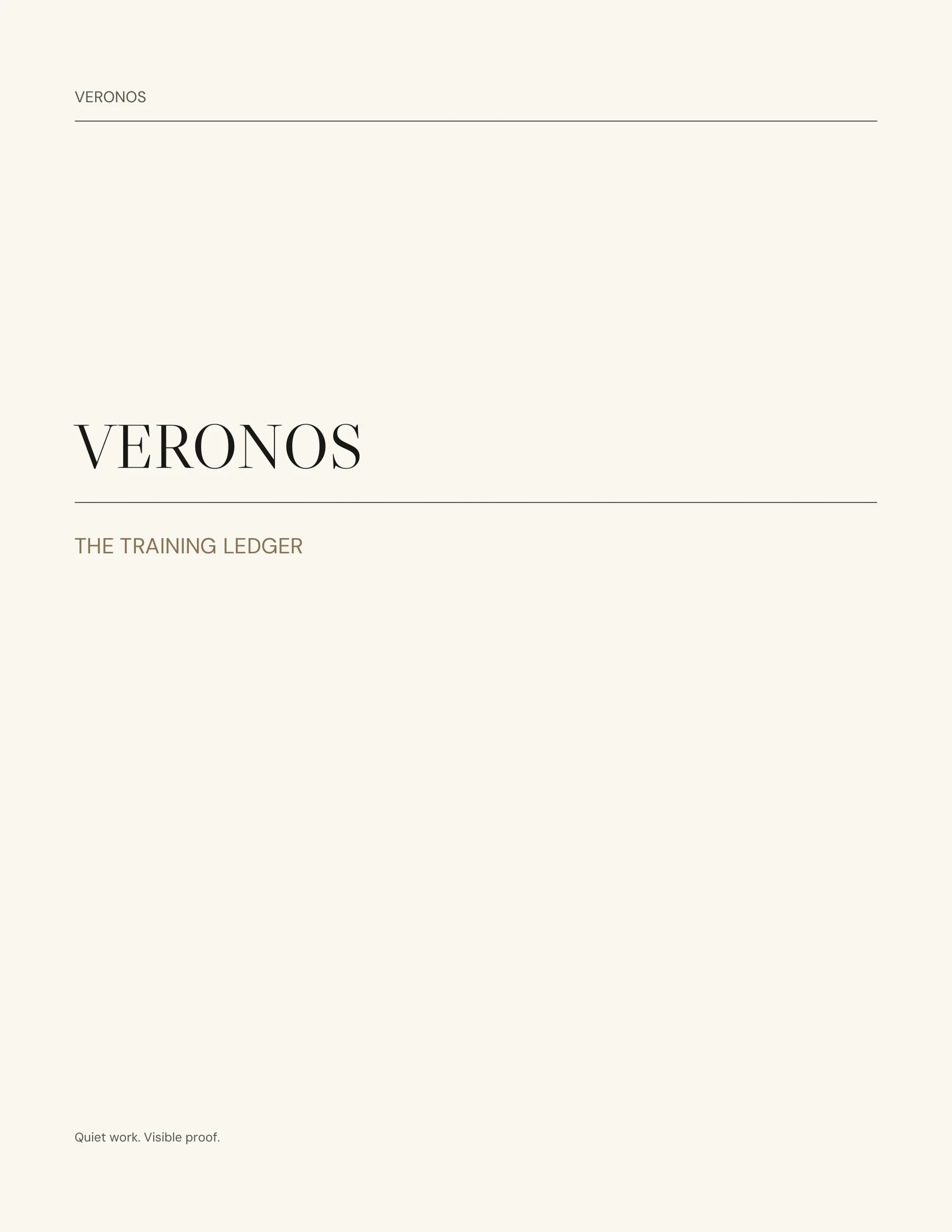 Veronos Training Ledger version 1.0.0 cover for the one-hundred-session record